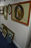 HORSE BY A STABLE DOOR, oil on canvas, two gilt wall mirrors, another mirror and four by S. Thomas, oil on canvas, sold Aug 2017