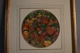 'Fruit Feast', Mice eating strawberries, apples and blackcurrants by Barbara Mitchell, oil on board, sold Aug 2017