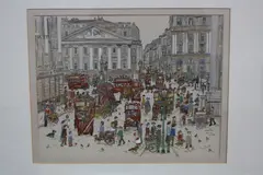 (b.1953-), The Royal Exchange, busy street scene set in the late 19th Century, by Diane Elson, watercolour and ink, sold Aug 2017
