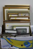 a box of watercolours, prints, decoupage, etc, including Ralph Leaper 'River Walk' watercolour (one box) by Paintings And Prints, watercolour, sold Jul 2017