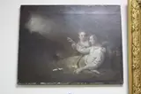 'Weyver's Death', man on his death bed being cradled by a woman, the man pointing to a by W. O. Geller, 1874, oil on canvas, sold Jul 2017