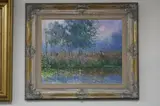 'On The River Bank', two children by water's edge, oil on board, signed by Jeanette Levers, oil on board, sold Jul 2017