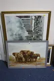 Elephants at a watering hole, oil on board, signed and date ( by Andrew Alton, oil on board, sold Jul 2017