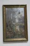 River landscape with silver birches, oil on canvas, signed lower left, by Walter Boodle, oil on canvas, sold Jul 2017