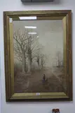 Figures collecting wood on an Autumn day, by J. Steeple, watercolour, sold Jul 2017