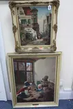 Dutch interior scene with men playing dice, signed and by E. Laetsch, 1959, sculpture, sold Jul 2017