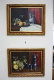 Still life studies of pewter jugs and fruit by Marie VI, oil on canvas, sold Jun 2017