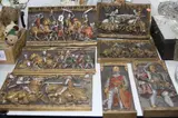 'Henry VIII', 'Robert Bruce', three depicting Knights jousting by Seven Marcus Designs Ceramic Plaques, oil, sold Jun 2017