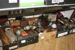 BOXES, SCALES, PRINTS, small suitcase, etc (nine boxes and loose pictures) by Nine Boxes Of Metalwares, print (other), sold May 2017