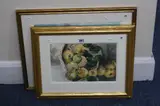still life of fruit in a wicker basket, watercolour, signed lower right, by Audrey Meadowcroft, watercolour, sold May 2017