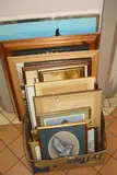a box of pictures and loose including a watercolour of a Barn Owl, signed by Paintings And Prints, watercolour, sold May 2017