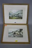 Old Fish Market, Clovelly and Doone Valley, Devon, a pair, watercolours, signed lower by M. Hulbert, watercolor, sold Apr 2017