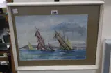 Boats at Sea, a watercolour, signed and dated 1988, approximately by Feliks Stauvers, 1988, watercolour, sold Apr 2017