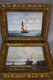 (20th Century), Coastal scene with boat at full sail to the foreground and a companion study a harbour scene, a pair by D. Short, oil on canvas, sold Mar 2017