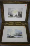 Boats moored in harbour at low tide, watercolours, a pair, signed lower left, by Don Micklethwaite, watercolor, sold Mar 2017