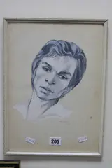 portrait study, mixed media, signed and dated 1968 lower right, by Susan Herbert, 1968, mixed media, sold Feb 2017