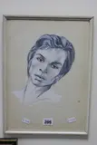 portrait study, mixed media, signed and dated 1968 lower right, by Susan Herbert, 1968, mixed media, sold Feb 2017