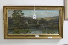 Streatley Mill in The Thames, oil on canvas, signed and dated lower right, signed by Robert Weir Allan, oil on canvas, sold Feb 2017