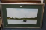 (1989), watercolour, moored boat, mountainous in background, together with oil on by Veal. A., watercolour, sold Feb 2017