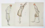 Study for Woman in a Brown coat, two watercolours on paper, and another of the same model annotated in pencil, 9.V.25 55 x 325cm (3) by Dorte Clara Dodo Burgner, pencil, offered Nov 2016