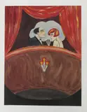 Rendezvous in the Theatre box watercolour on paper with silver highlighter, mounted signed Dodo 33.5 x 25.5cm by Dorte Clara Dodo Burgner, watercolour on paper, sold Nov 2016