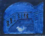 Untitled abstract by Leslie Illsley, acrylic on paper, offered Oct 2016