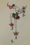 Costume Design for a Ballet Dancer pen and ink on paper by Dorte Clara Dodo Burgner, ink on paper, sold Oct 2016