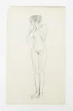 Figure study of a nude young woman pencil on paper 55.5 x 32cm by Dorte Clara Dodo Burgner, pencil on paper, sold Oct 2016