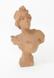 Nymphe, terracotta bust signed and titled in the cast, chips 49cm by Emmanuel Villanis, sculpture, offered Oct 2016