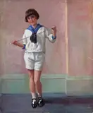Portrait of a girl in a sailor suit Signed Oil by Harry John Pearson, Oil on canvas, unframed, sold Jun 2016