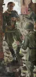 Russian soldiers at Stalingrad by Michael Ryasnyanskiy, Oil on canvasboard, sold Jun 2016