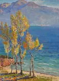 Autumn Lake Garda Signed by Alice Maud Fanner, Oil on board, sold Jun 2016