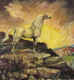 The Challenge Signed Oil by Ines Taxis, Oil on canvas, sold Jun 2016