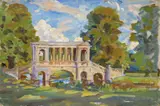 The Palladian Bridge, Wilton Park Oil on canvas, unframed 51 x 76cm ++Scattered spots of dirt in sky and a few elsewhere otherwise good condition by Wilfred Gabriel De Glehn, Oil on canvas, unframed, offered Jun 2016