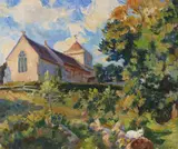 The Church Oil on canvas 51 x 61cm ++Unlined, good condition by Wilfred Gabriel De Glehn, Oil on canvas, sold Jun 2016
