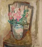 Still life of tulips in a vase Oil on canvas 60 x 56cm Provenance: Sheffield Art Galleries, No by Mary McEvoy, Oil on canvas, sold Jun 2016