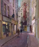 London street scene by Cecil H. Birtwhistle, oil on canvas, sold Jun 2016