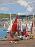 The yacht club Dartmouth Harbour Signed Oil by Charles Harvey, Oil on board with a further oil sketch verso, sold Jun 2016