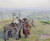 Alice with Kitty and her Donkeys on the Malvern Hills Signed by Laura Knight, Oil on canvas, offered Jun 2016