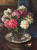 Still life of rhododendrons Signed Oil on canvas 69 x 89cm by Georges Bierand, Oil on canvas, sold Jun 2016