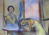 Girls in an interior Signed Oil by Orestis Kanellis, Oil on canvas, sold Jun 2016