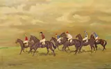 Portman Hunt Race 4pm, 1965; I.O.W by David Vivian, oil on canvas, sold Jun 2016