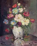 Flower piece, Anemones Signed Oil on canvas 61 x 52cm by Stanley Grimm, Oil on canvas, sold Jun 2016