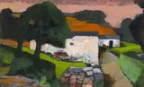 Dyfed landscape by John Elwyn, acrylic on board, sold Jun 2016
