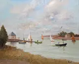 Calle du Passage, South Brittany, Golfe de Morbihan Signed Oil on canvas 60 x 72.5cm Provenance: Painted in 1980, No by Marcel Dyf, Oil on canvas, sold Jun 2016