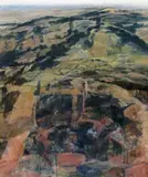 Landscape with quarry Signed and titled on a label verso Acrylic by David Walker Barker, Acrylic, gouache and watercolour, sold Jun 2016