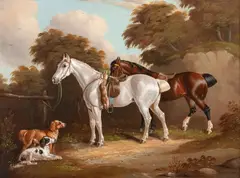 On the return from hunting by Henry S. Cottrell, oil on canvas, sold Oct 2013