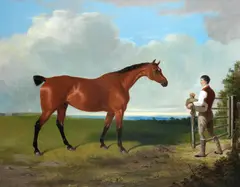 Landscape with hunter and groom by William Barraud, oil on canvas, sold Oct 2013