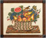 theorem of a basket of fruit by David Y. Ellinger, oil on velvet, sold Jan 2020