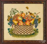 theorem of a basket of fruit by David Y. Ellinger, oil on velvet, sold Jan 2020